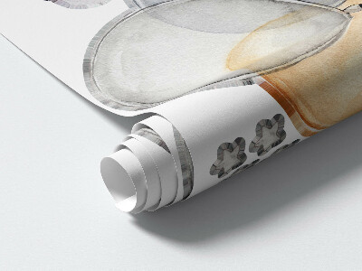 Autocollant mural 130x173 Ours en peluche dans des ballons pastel et des nuages