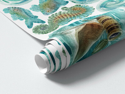 Autocollant mural 130x125 Un monde de conte de fées composé de créatures marines de dessins animés