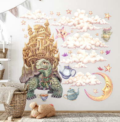 Autocollant mural 130x167 Animaux dans une esthétique de dessin au pastel