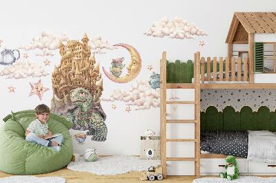 Autocollant mural 130x167 Animaux dans une esthétique de dessin au pastel