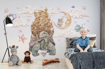 Autocollant mural 130x167 Animaux dans une esthétique de dessin au pastel