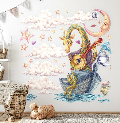 Autocollant mural 130x184 Animaux pastel dans un style dessin animé