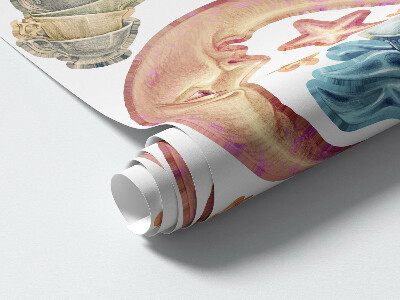 Autocollant mural 130x184 Animaux pastel dans un style dessin animé