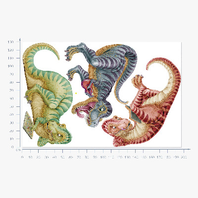 Autocollant mural 130x197 Dinosaures colorés dans un style de dessin pastel