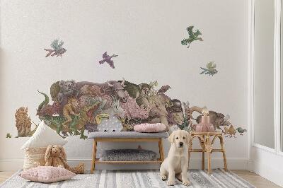 Autocollant mural 130x225 Animaux magiques aux graphismes pastel