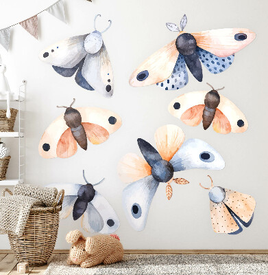 Autocollant mural 60x77 Papillons de nuit bohèmes pastel avec des insectes colorés
