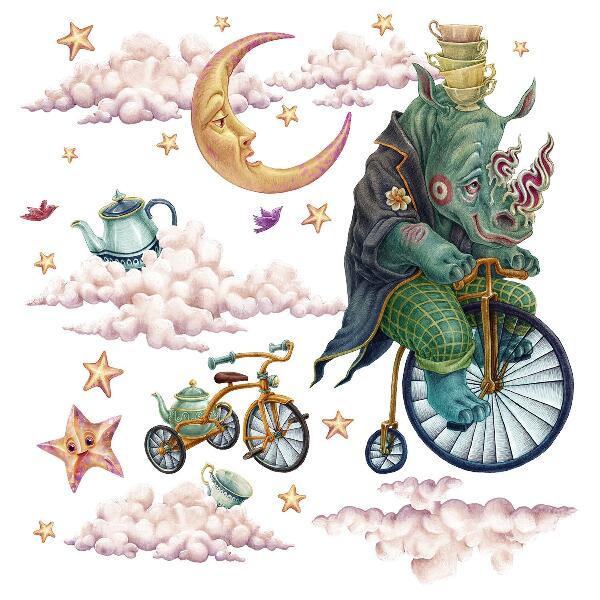 Autocollant mural 60x80 Un royaume animal enchanté dans un style dessin animé