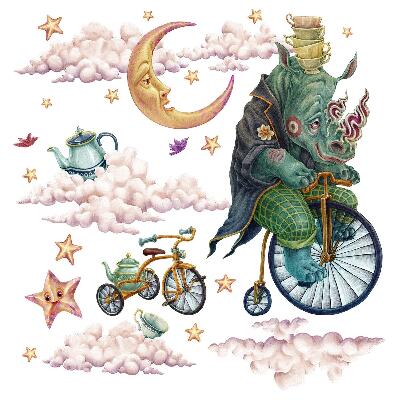 Autocollant mural 60x80 Un royaume animal enchanté dans un style dessin animé