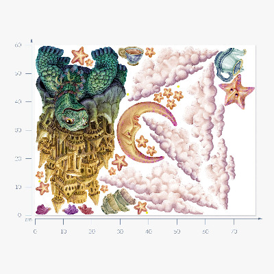 Autocollant mural 60x78 Fantasmes animaliers sous forme de dessin animé