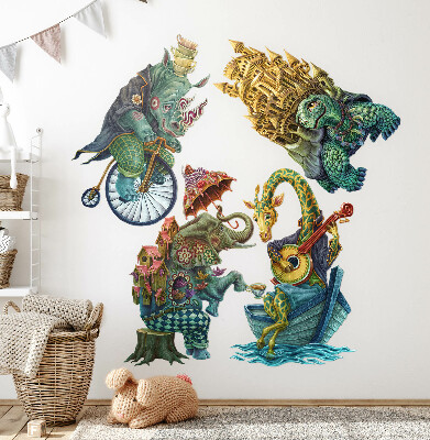 Autocollant mural 60x73 Animaux dans un style de dessin animé magique