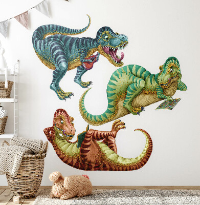 Autocollant mural 60x90 Dinosaures dans une version dessin animé joyeuse