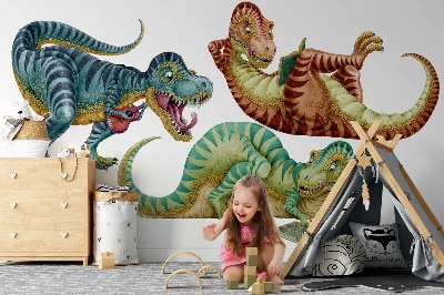 Autocollant mural 60x90 Dinosaures dans une version dessin animé joyeuse