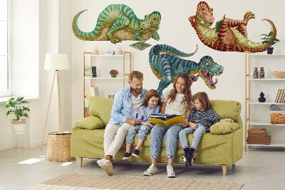 Autocollant mural 60x90 Dinosaures dans une version dessin animé joyeuse