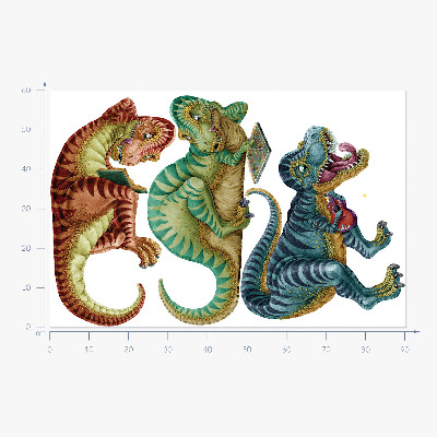 Autocollant mural 60x90 Dinosaures dans une version dessin animé joyeuse
