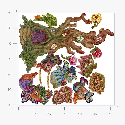 Autocollant mural 60x62 Magie de la forêt avec des fées et des nains