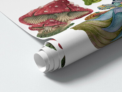 Autocollant mural 60x80 Créatures de la forêt, fées, gnomes et une cabane dans les arbres