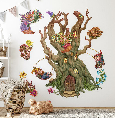 Autocollant mural 60x96 Les créatures magiques de la forêt et la cabane dans les arbres