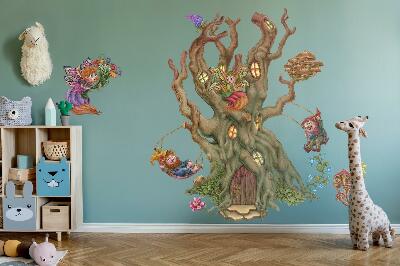 Autocollant mural 60x96 Les créatures magiques de la forêt et la cabane dans les arbres