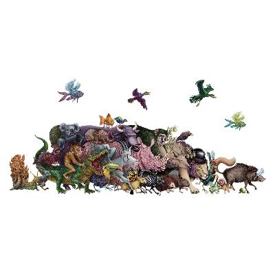 Autocollant mural 60x104 Animaux de dessins animés du monde magique