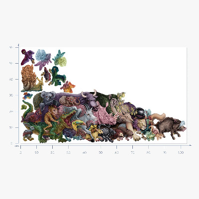 Autocollant mural 60x104 Animaux de dessins animés du monde magique