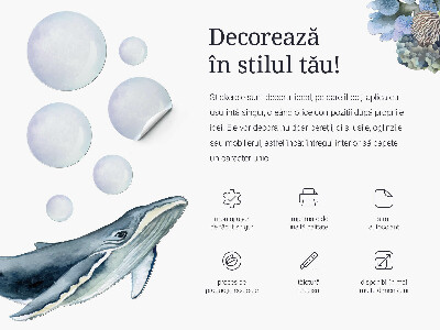 Autocollant mural 60x60 Une sirène de style dessin animé avec des coquillages sous-marins