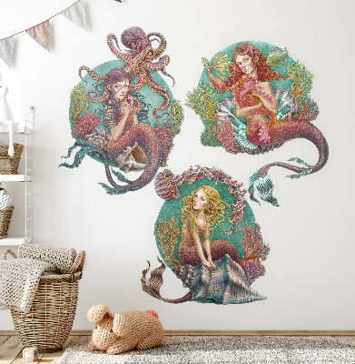 Autocollant mural 60x79 Le royaume sous-marin des petites sirènes