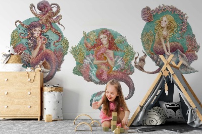 Autocollant mural 60x79 Le royaume sous-marin des petites sirènes