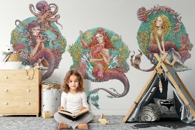 Autocollant mural 60x79 Le royaume sous-marin des petites sirènes