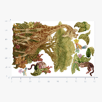 Autocollant mural 60x90 Safari dans la version pastel de la nature sauvage