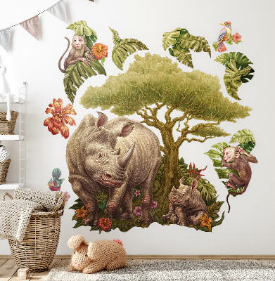 Autocollant mural 60x65 Safari sauvage aux couleurs pastel