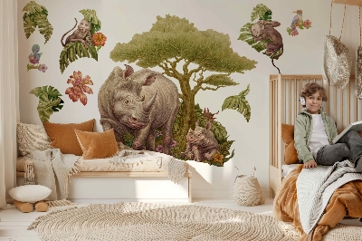 Autocollant mural 60x65 Safari sauvage aux couleurs pastel