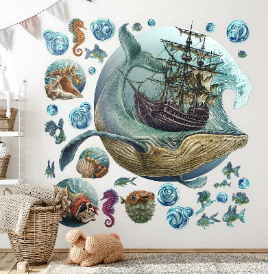 Autocollant mural 60x73 Un conte de fées sous-marin avec des animaux marins