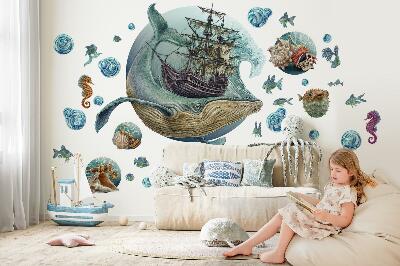 Autocollant mural 60x73 Un conte de fées sous-marin avec des animaux marins