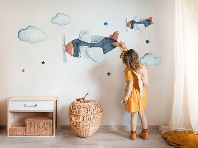 Autocollant mural 60x102 Avions pastel sur fond aquarelle