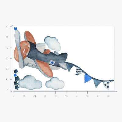 Autocollant mural 60x95 Avion pastel dans un ciel aquarelle