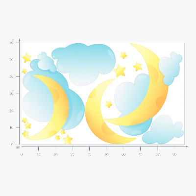 Autocollant mural 60x96 Ciel nocturne avec lune et étoiles subtiles