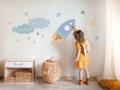 Autocollant mural 60x100 Rêves pastel cosmiques avec étoiles et nuages