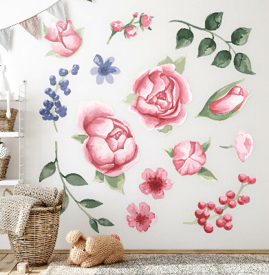 Autocollant mural 60x77 Aquarelles florales avec des pivoines aux tons pastel