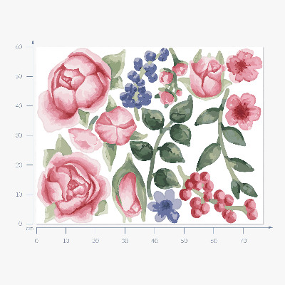 Autocollant mural 60x77 Aquarelles florales avec des pivoines aux tons pastel