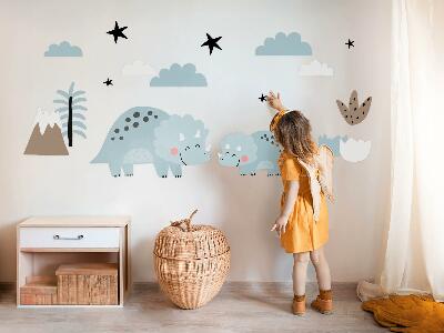 Autocollant mural 60x102 Dinosaures dans une végétation pastel