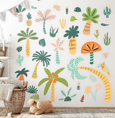 Autocollant mural 60x84 Arbres tropicaux aux tons pastel