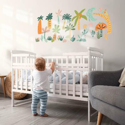 Autocollant mural 60x84 Arbres tropicaux aux tons pastel