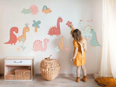 Autocollant mural 60x92 Monde pastel des dinosaures dans un style bohème