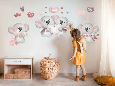 Autocollant mural 60x84 Koalas mignons aux couleurs pastel dans un style aquarelle