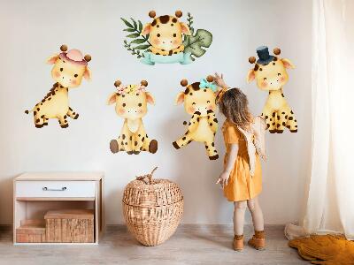 Autocollant mural 60x102 Girafes pastel dans un style safari aquarelle