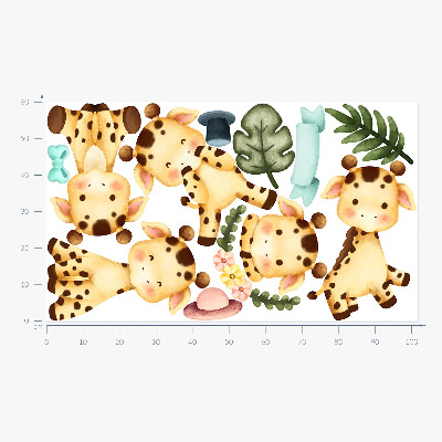 Autocollant mural 60x102 Girafes pastel dans un style safari aquarelle