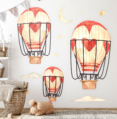 Autocollant mural 60x99 Ballons et étoiles bohèmes dans un style aquarelle