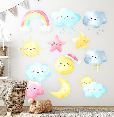 Autocollant mural 60x89 Motifs de ciel pastel nature dans un style aquarelle