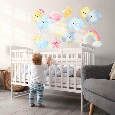 Autocollant mural 60x89 Motifs de ciel pastel nature dans un style aquarelle