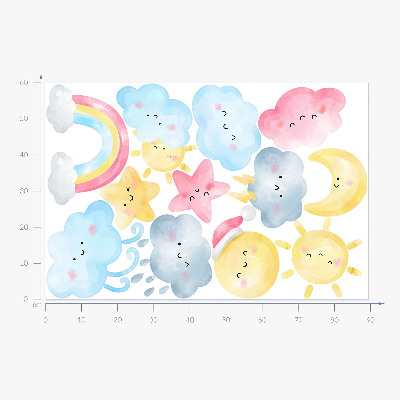 Autocollant mural 60x89 Motifs de ciel pastel nature dans un style aquarelle